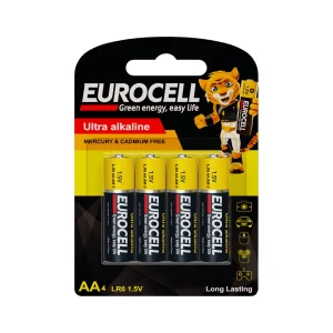 باتری اولترا آلکالاین قلمی کارتی 4 عددی EUROCELL