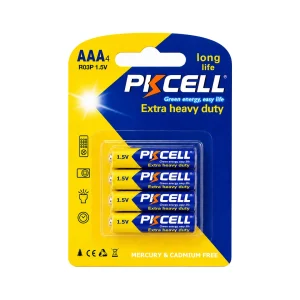 باتری کربن زینک Heavy duty نیم قلمی کارت 4 عددی PKCELL
