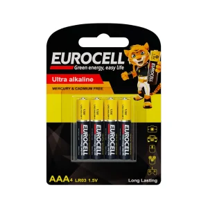 باتری اولترا آلکالاین نیم قلمی کارتی 4 عددی EUROCELL