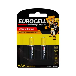 باتری اولترا آلکالاین نیم قلمی کارتی 2 عددی EUROCELL