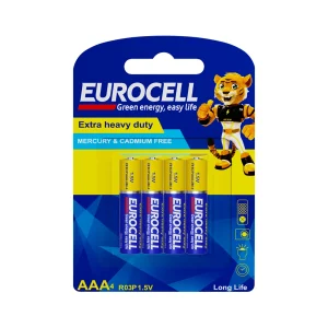 باتری کربن زینک نیم قلمی کارتی 4 عددی EUROCELL