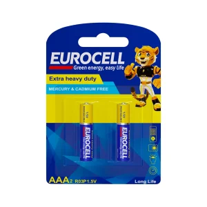 باتری کربن زینک نیم قلمی کارتی 2 عددی EUROCELL