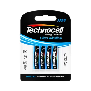 باتری نیم قلمی آلکالاین کارت 4 عددی Technocell