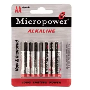 باتری نیم قلمی آلکالاین کارت 4 عددی MICROPOWER