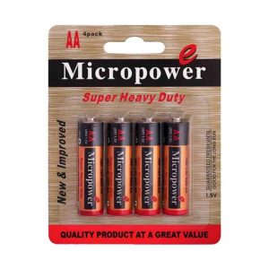 باتری نیم قلمی کربن زینک کارت 4 عددی MICROPOWER