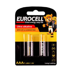 باتری اولترا آلکالاین نیم قلمی کارتی 2 عددی EUROCELL