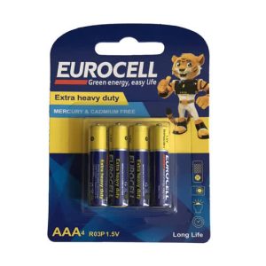 باتری کربن زینک نیم قلمی کارتی 4 عددی EUROCELL