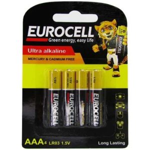 باتری اولترا آلکالاین نیم قلمی کارتی 4 عددی EUROCELL